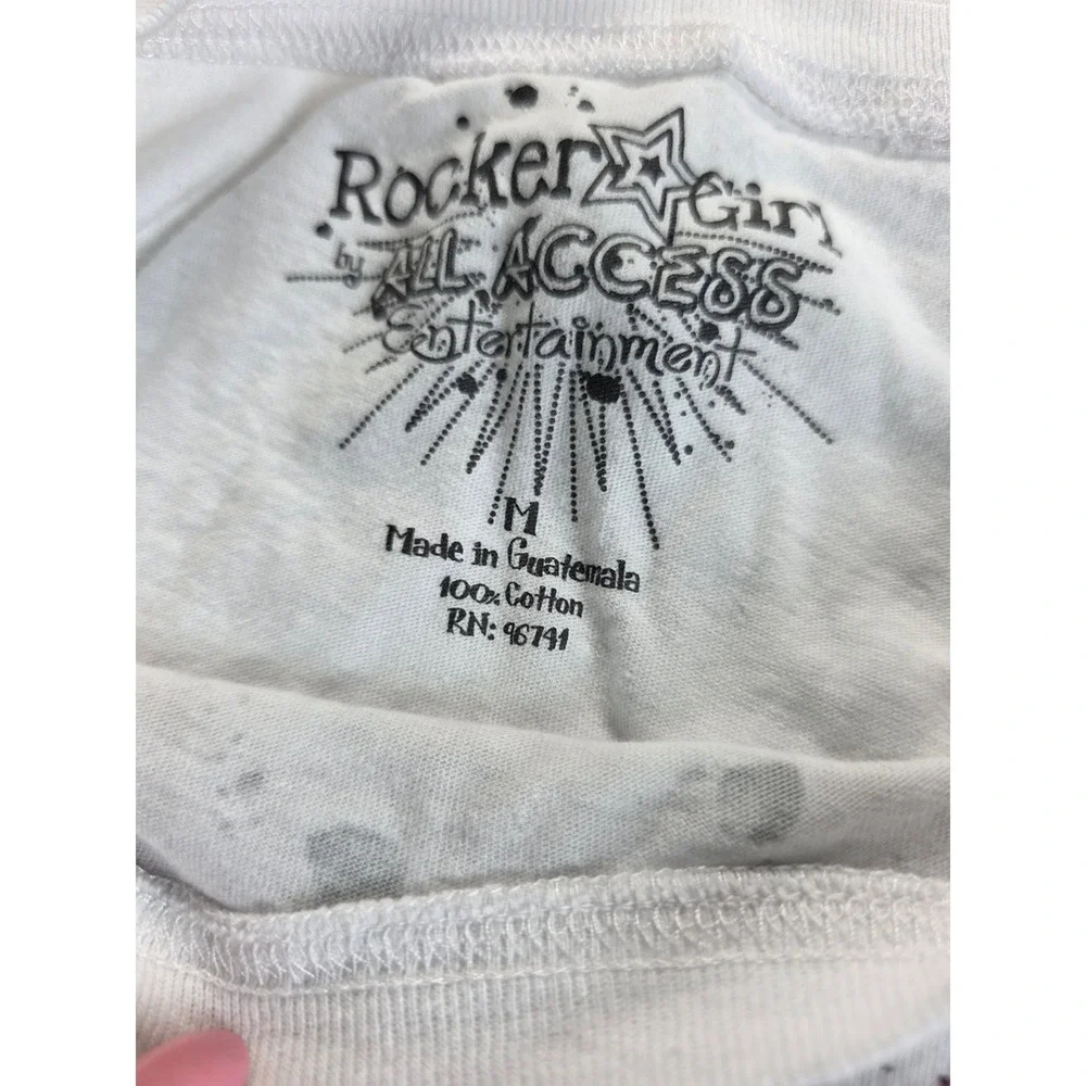TWO Rocker Girl Heart Graphic T-Shirts Bundle White Pink Y2K Grunge Kids M L